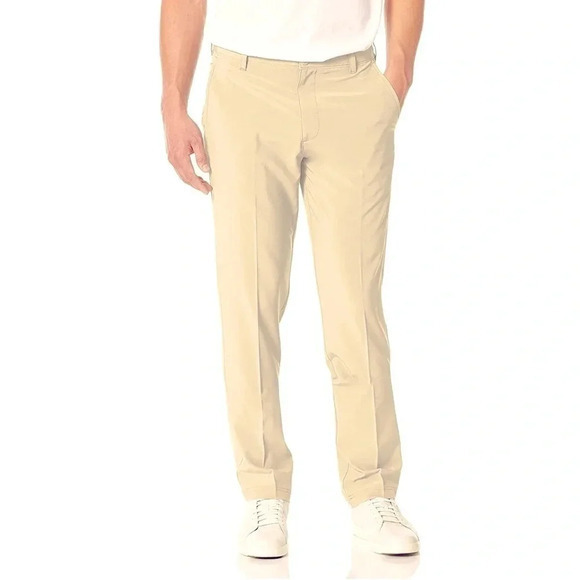 IZOD MEN'S GOLF PANTS SWING FLEX TAN KHAKI STRETCH FLAT‎ FRONT SIZE 34/30 - Picture 1 of 9